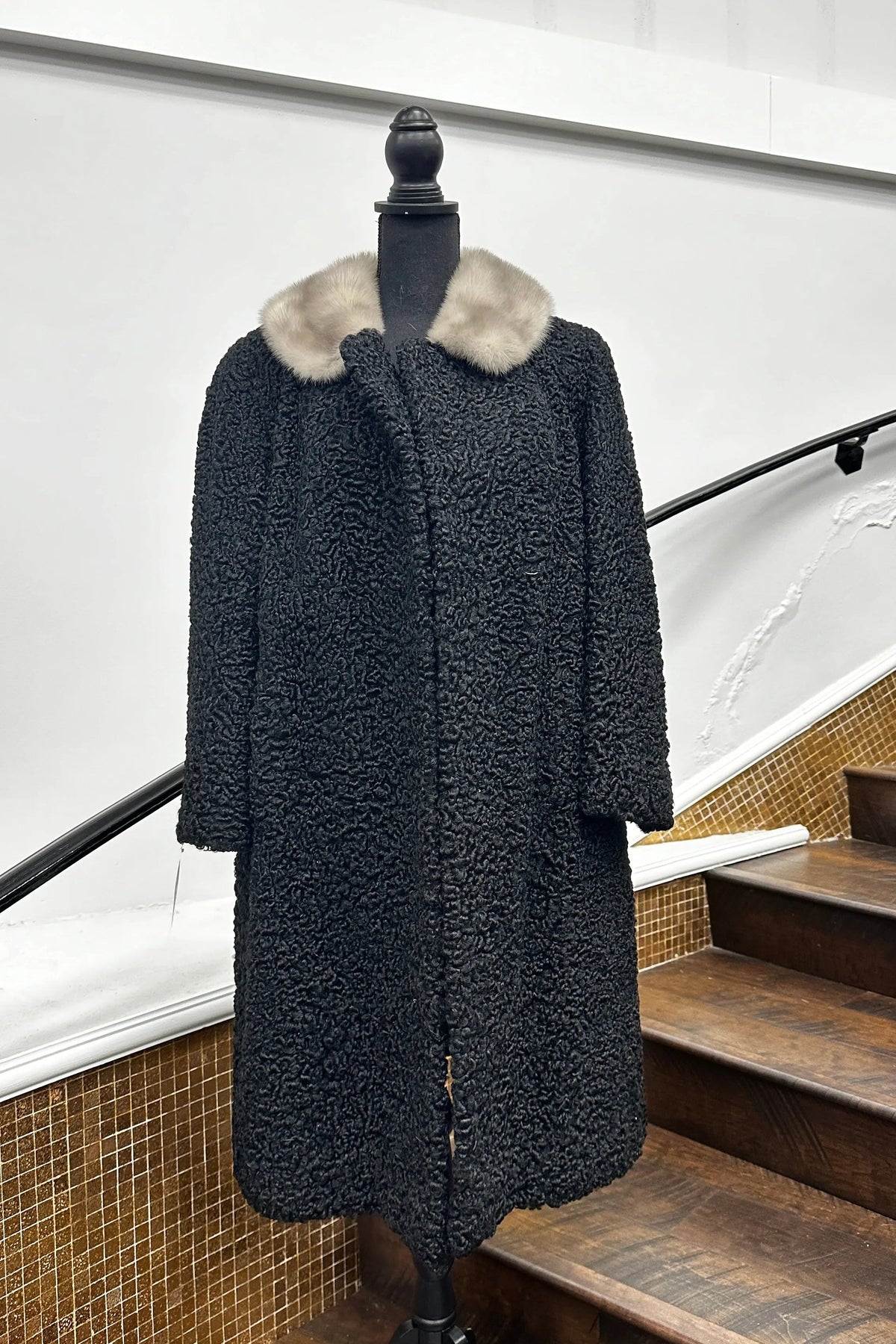 Vintage Black Persian Lamb with Mink Collar