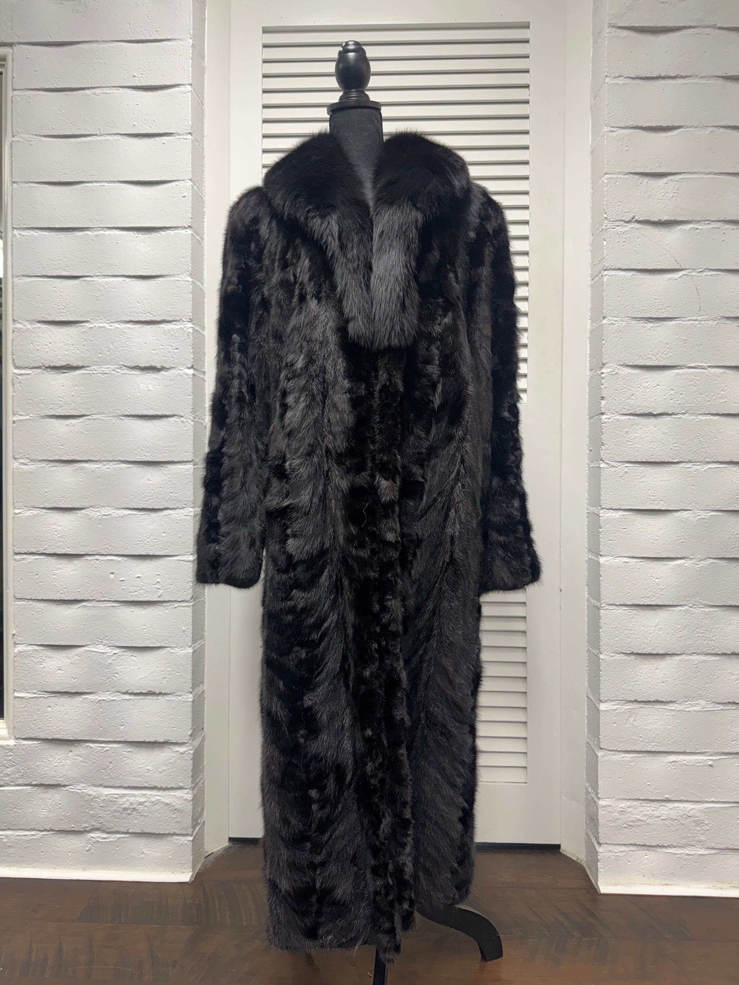 Vintage Black Pieced Mink Coat