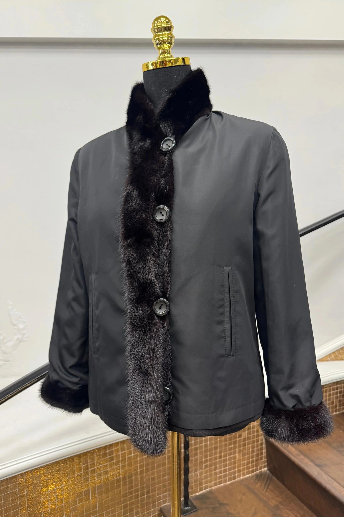 Vintage Black Sheared Mink Reversable Jacket