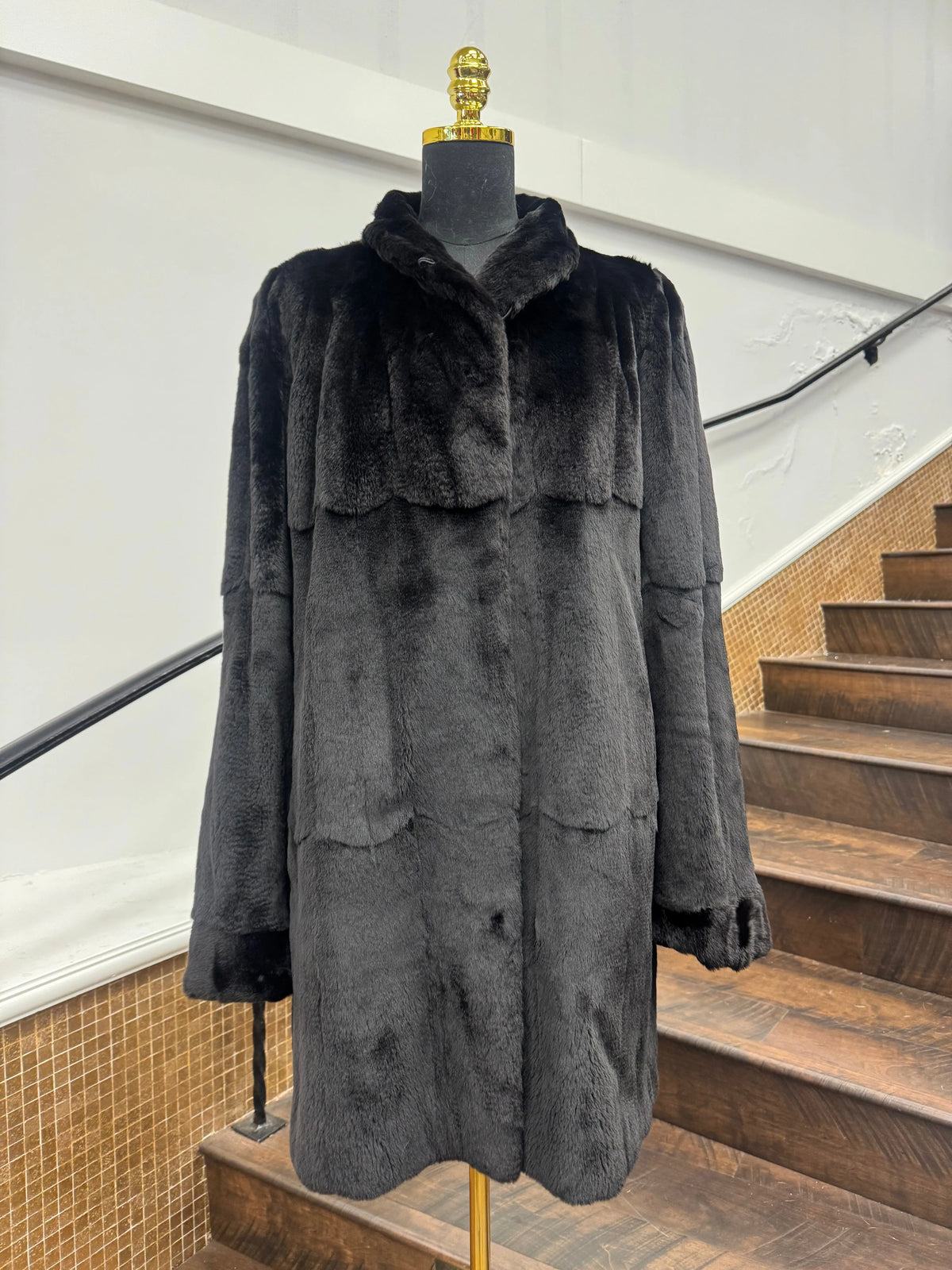 Vintage Black Sheared Mink Stroller - Reversible to Taffeta