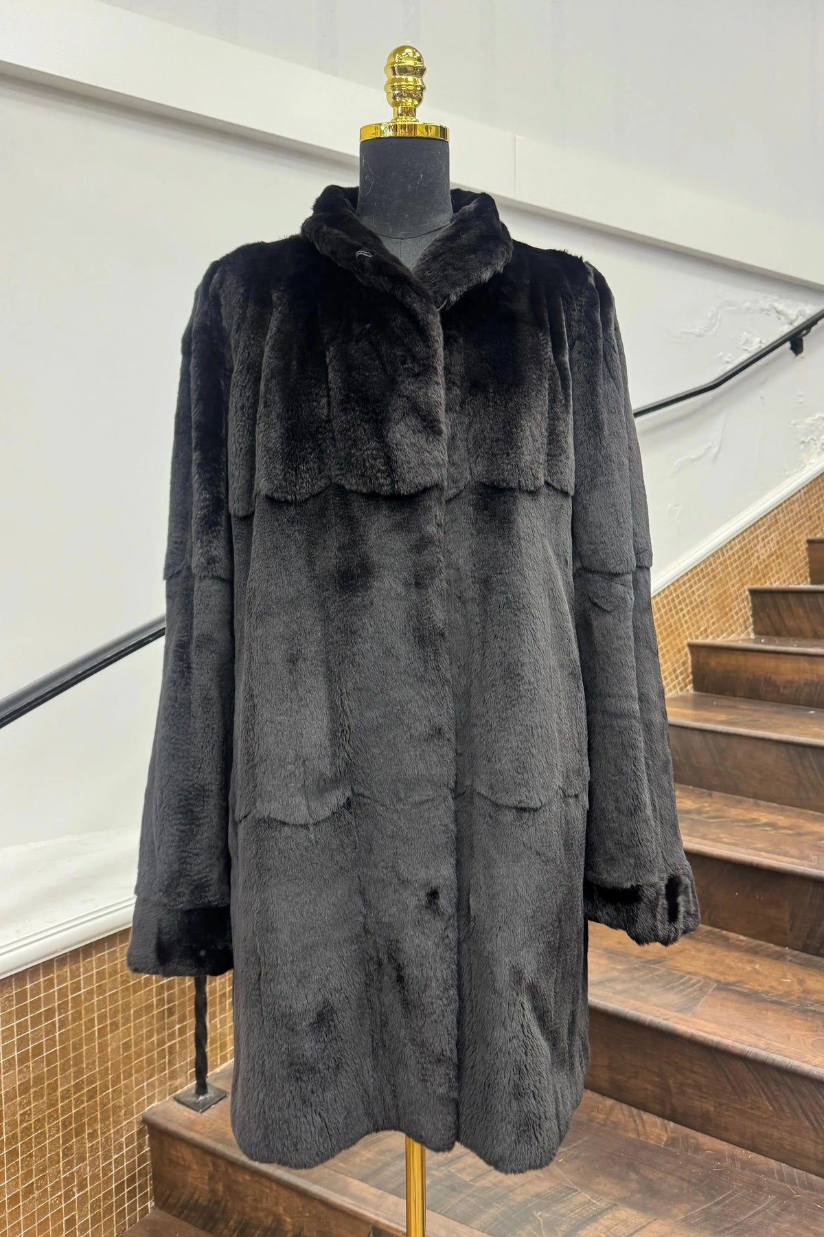 Vintage Black Sheared Mink Stroller - Reversible to Taffeta
