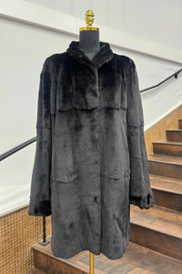Vintage Black Sheared Mink Stroller - Reversible to Taffeta