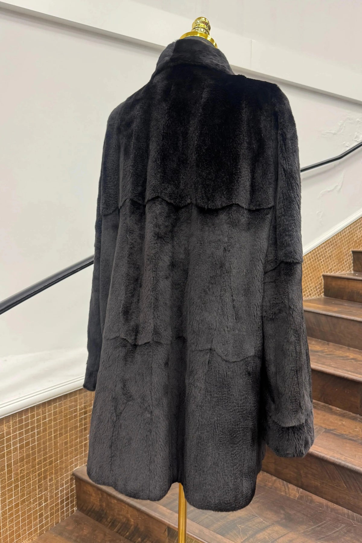 Vintage Black Sheared Mink Stroller - Reversible to Taffeta