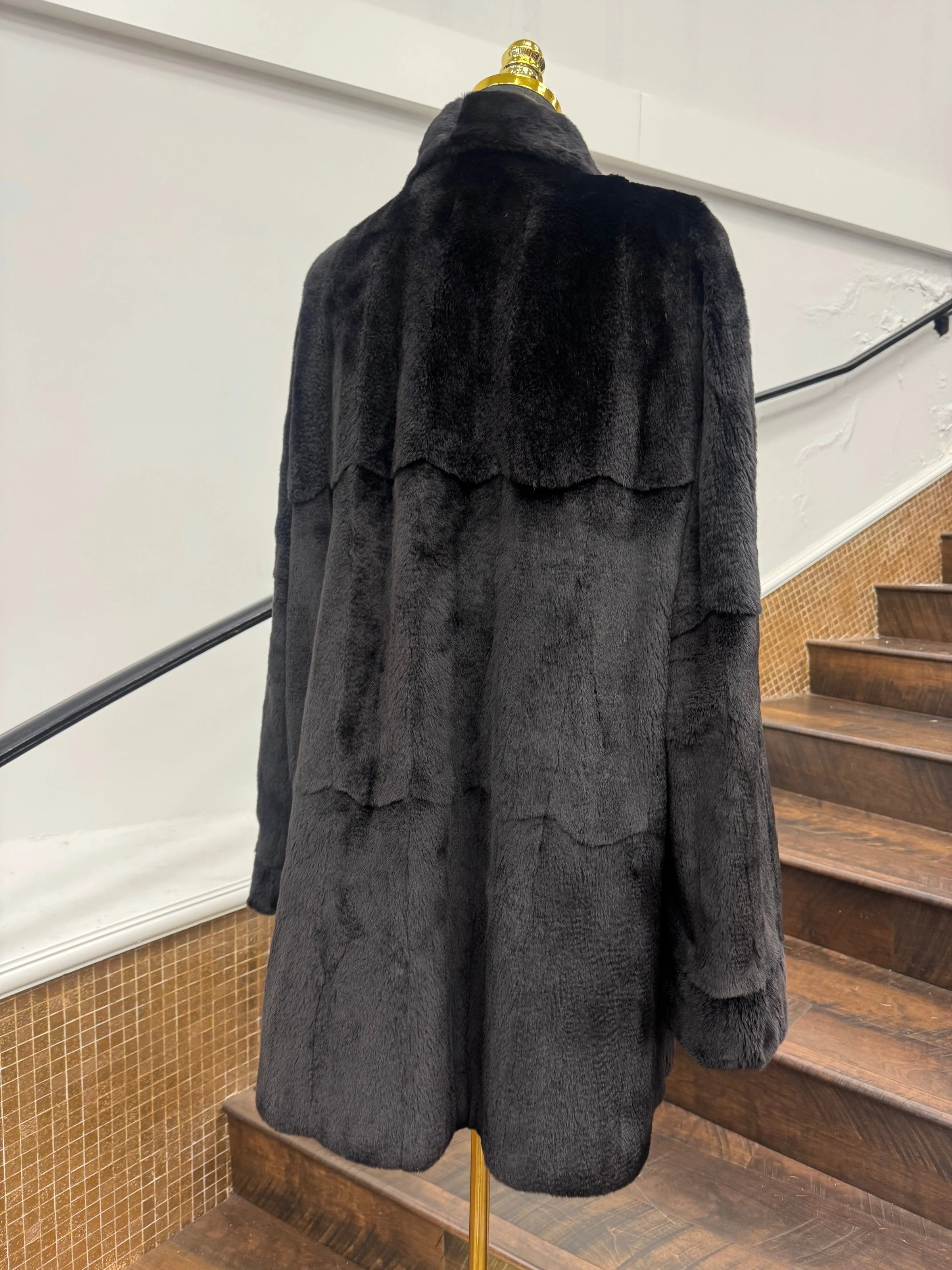 Vintage Black Sheared Mink Stroller - Reversible to Taffeta