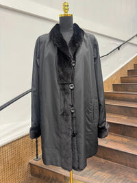 Vintage Black Sheared Mink Stroller - Reversible to Taffeta