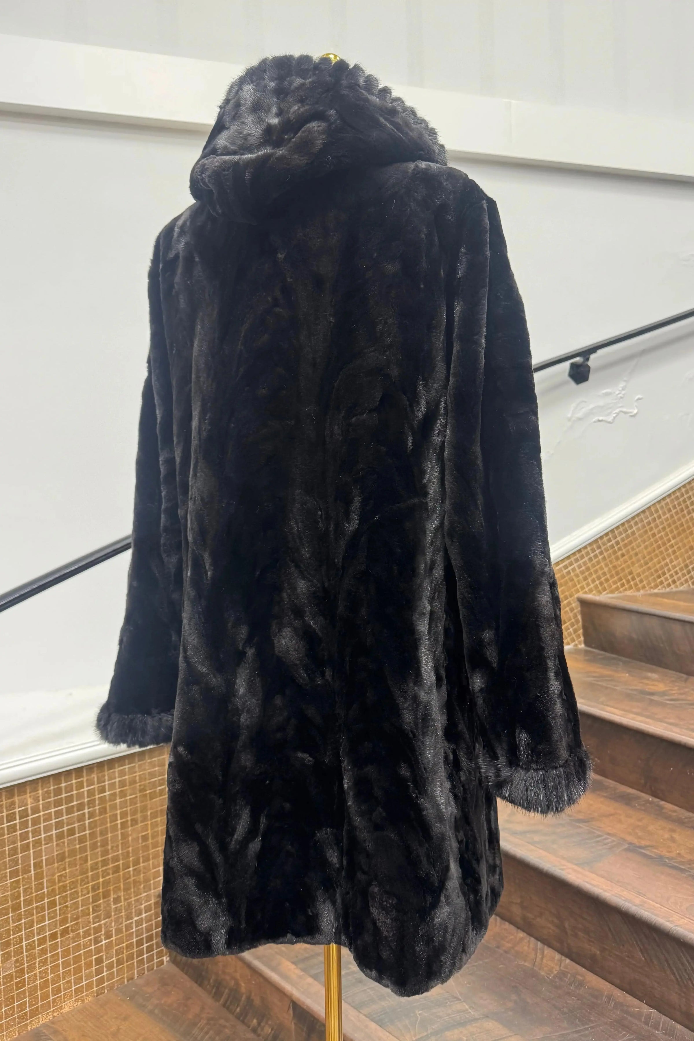 Vintage Black Sheared Sectioned Mink Reversible Stroller