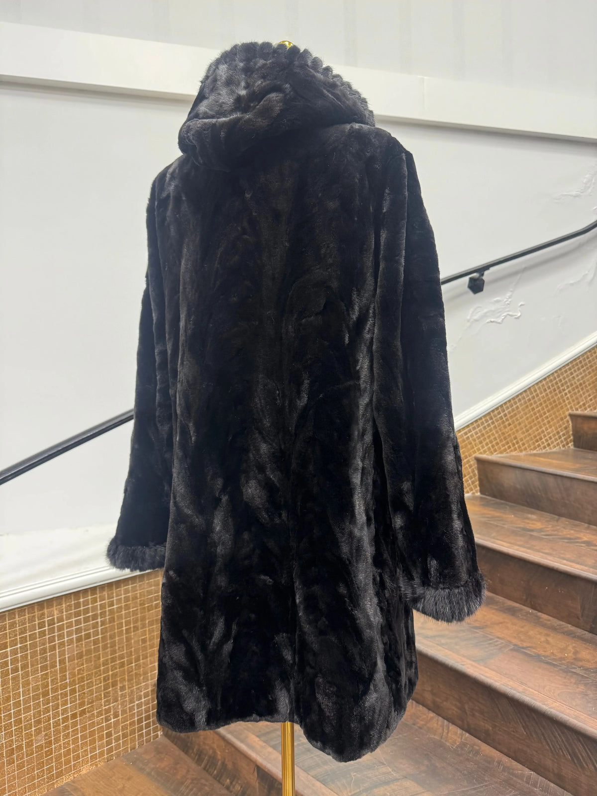 Vintage Black Sheared Sectioned Mink Reversible Stroller