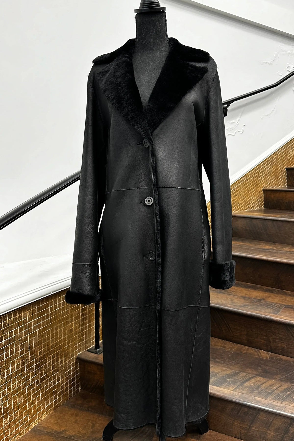 Vintage Black Shearling Coat