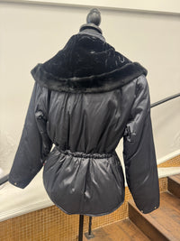 Vintage Black Ski Parka with Headband