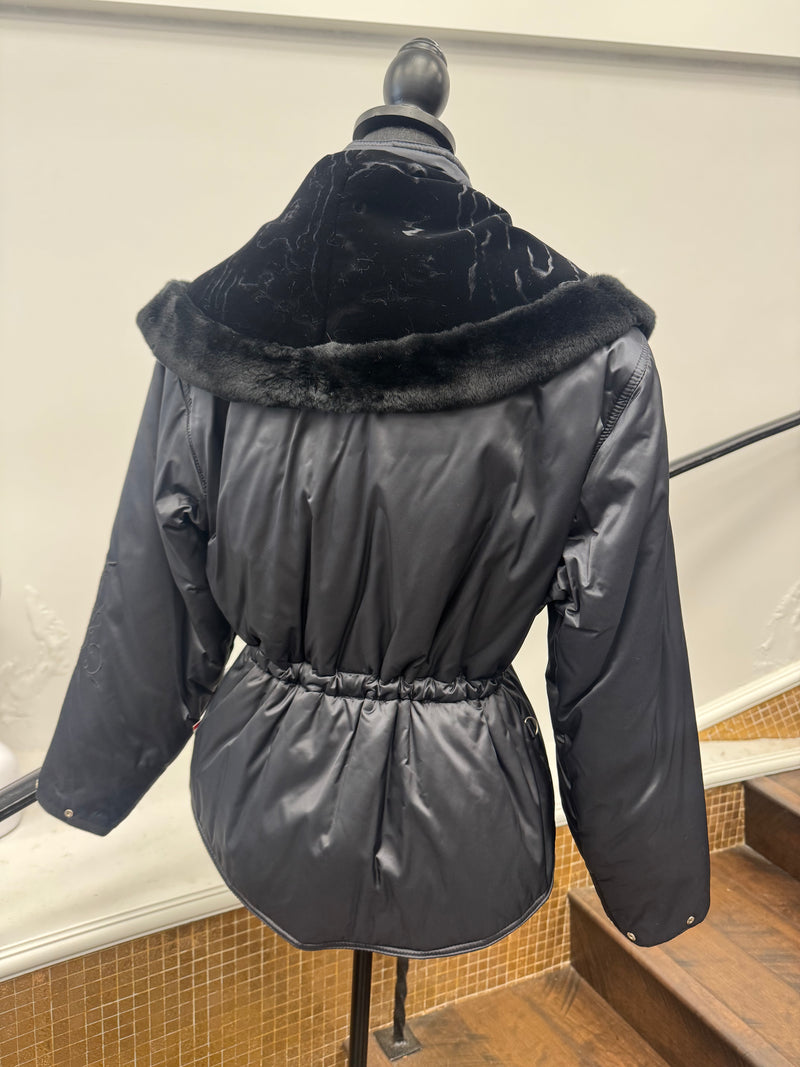 Vintage Black Ski Parka with Headband