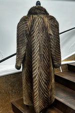 Vintage Black & Beige Sectional Beaver Coat