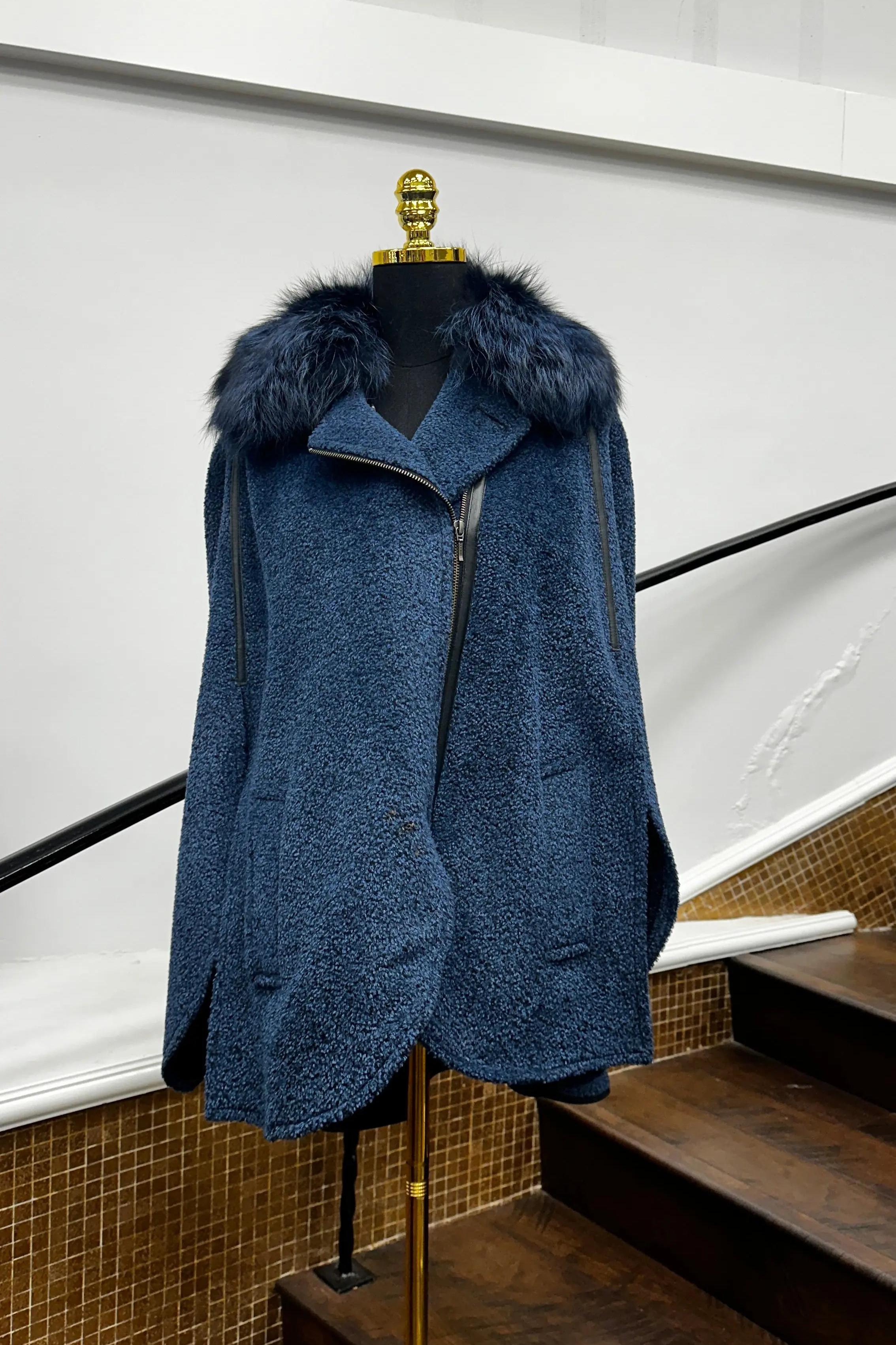 Vintage Blue Cape with Fox Trim