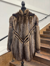 Vintage Brown Long Hair Beaver Parka