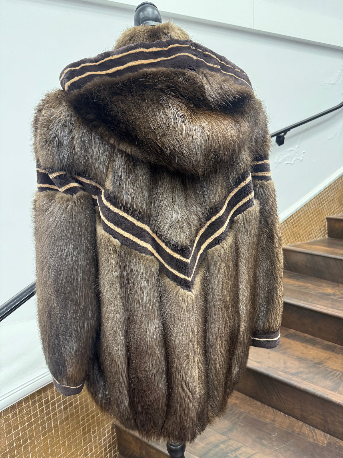 Vintage Brown Long Hair Beaver Parka