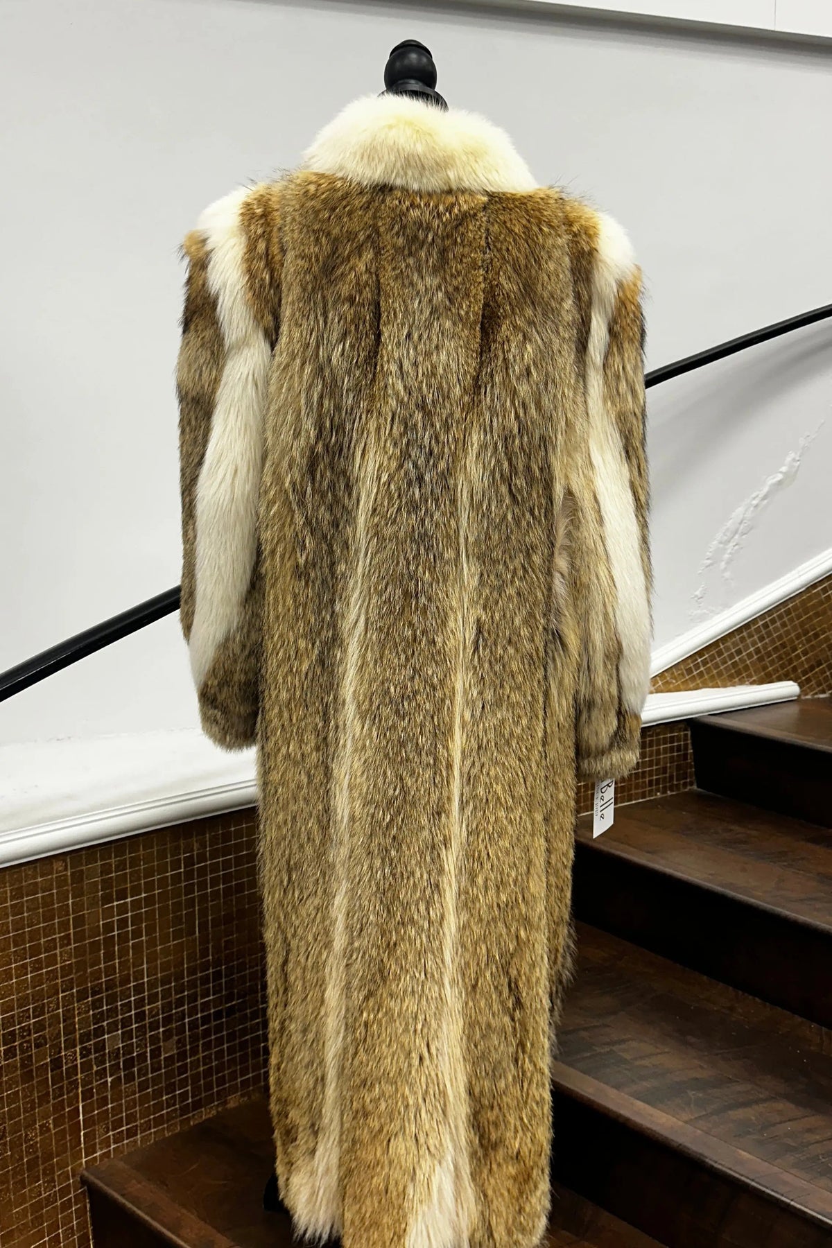 Vintage Coyote Coat with White Fox Trim