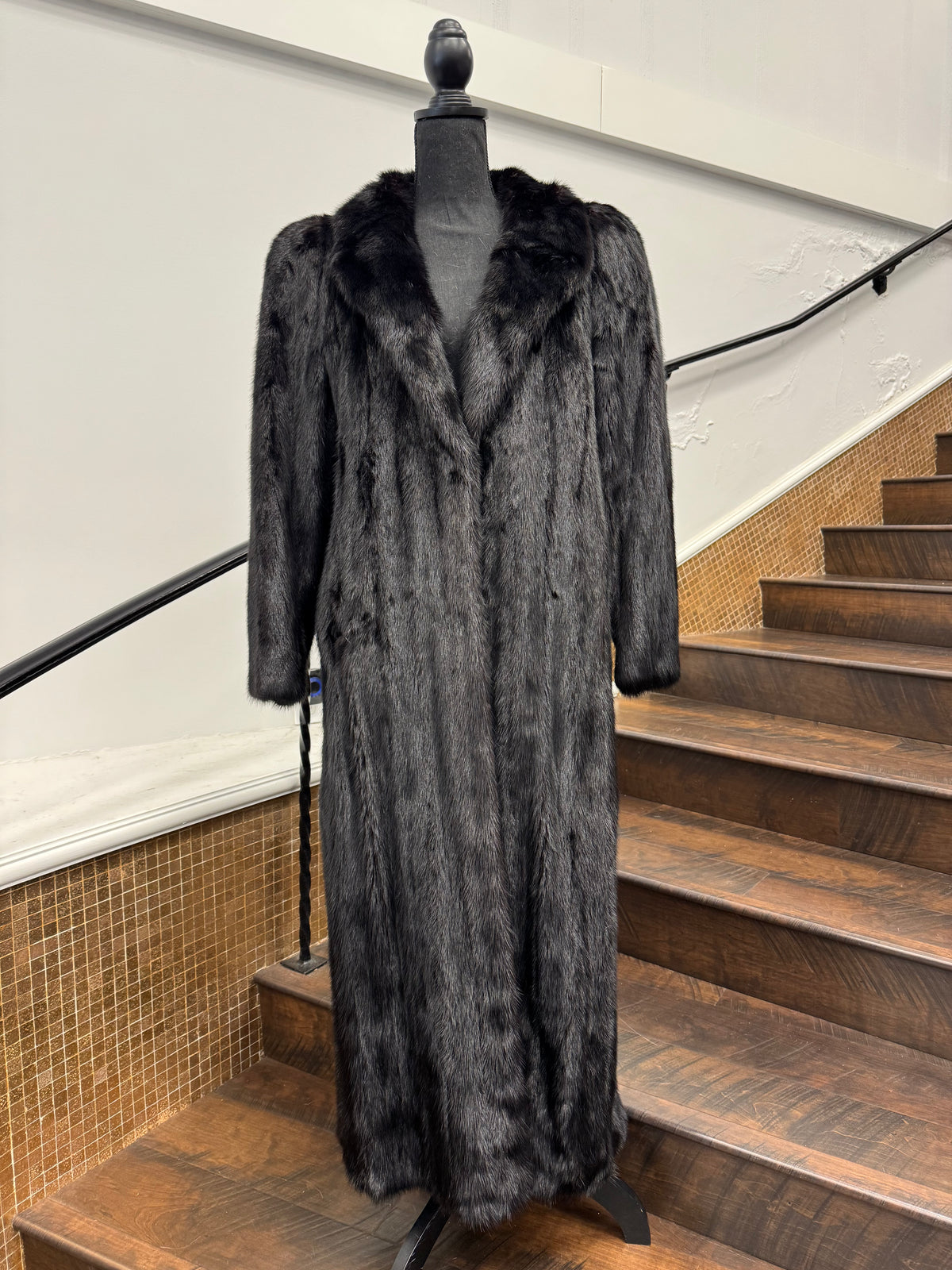 Vintage Dyed Black Full Length Mink Coat
