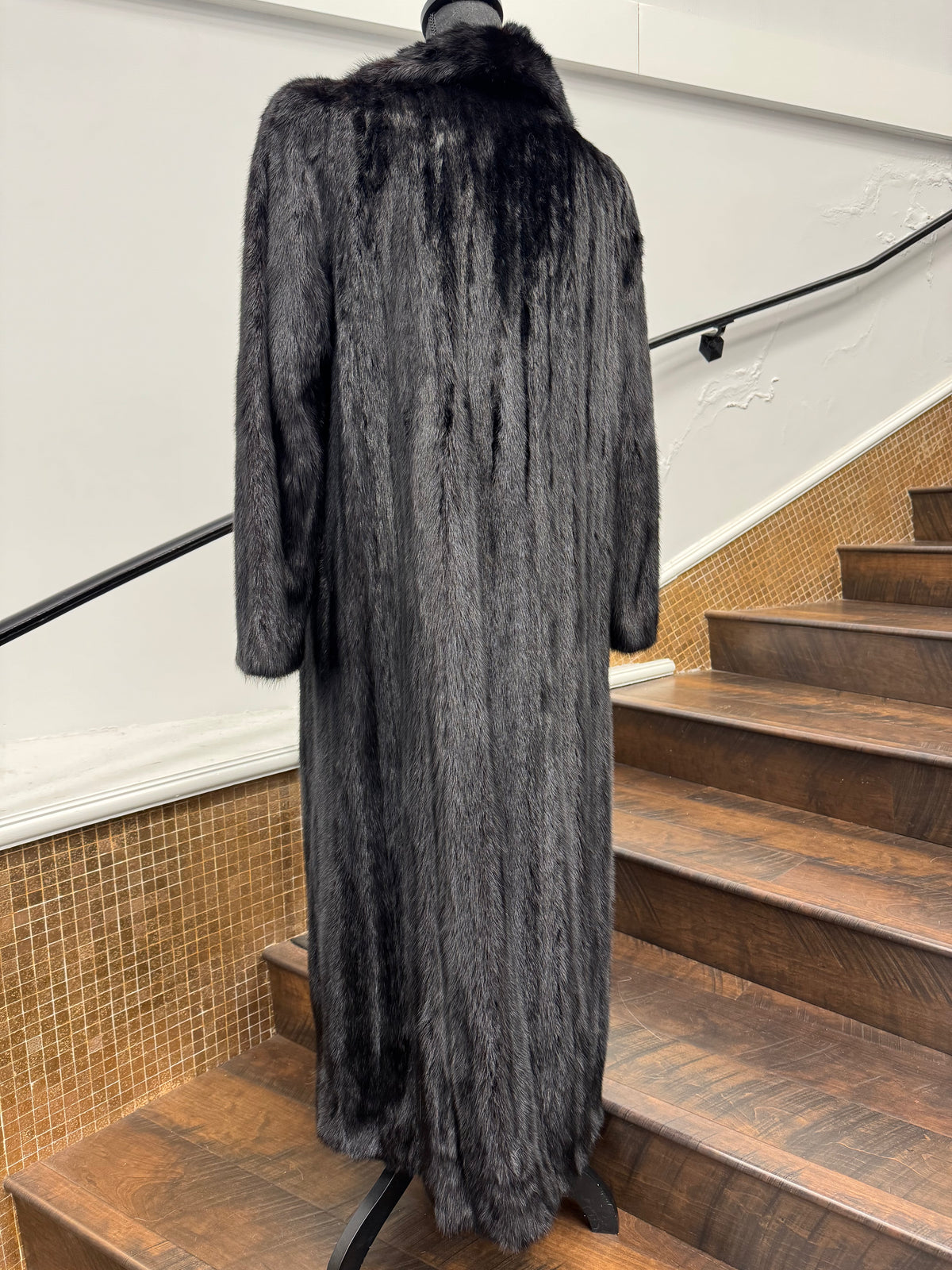 Vintage Dyed Black Full Length Mink Coat
