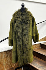 Vintage Green Sheared Rabbit with Mongolian Lamb