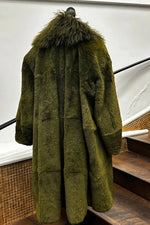 Vintage Green Sheared Rabbit with Mongolian Lamb