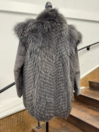 Vintage Grey Chevron Cut Fox Jacket