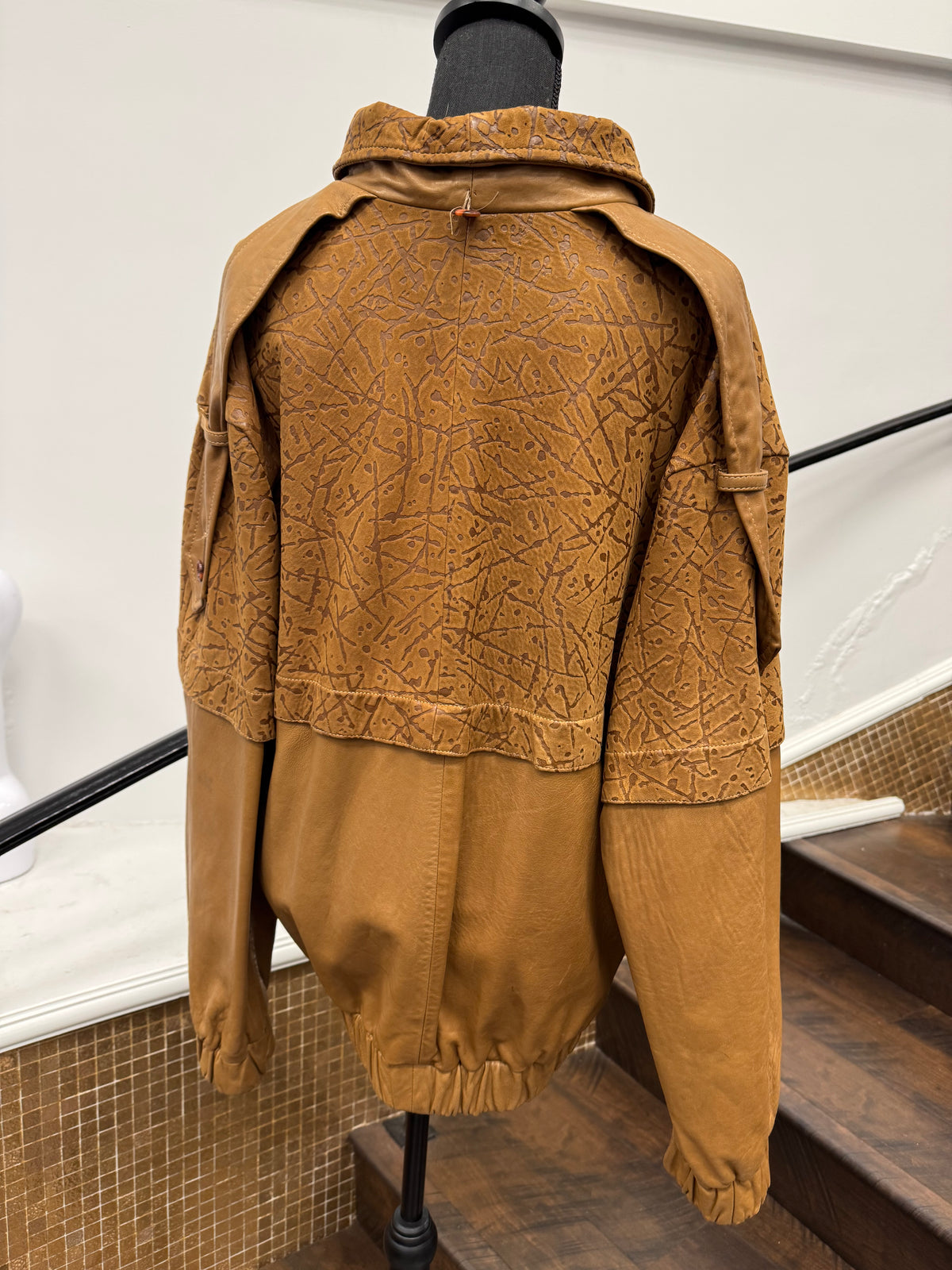 Vintage Imprinted Leather Jacket