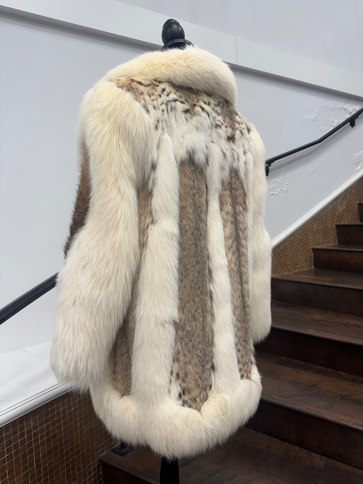 Vintage Lynx Jacket with White Fox Tuxedo and Sleeves