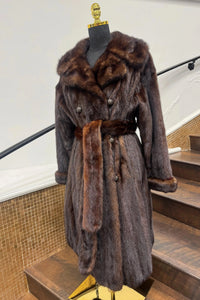 Vintage Mahogany Mink 3/4 Coat with Belt
