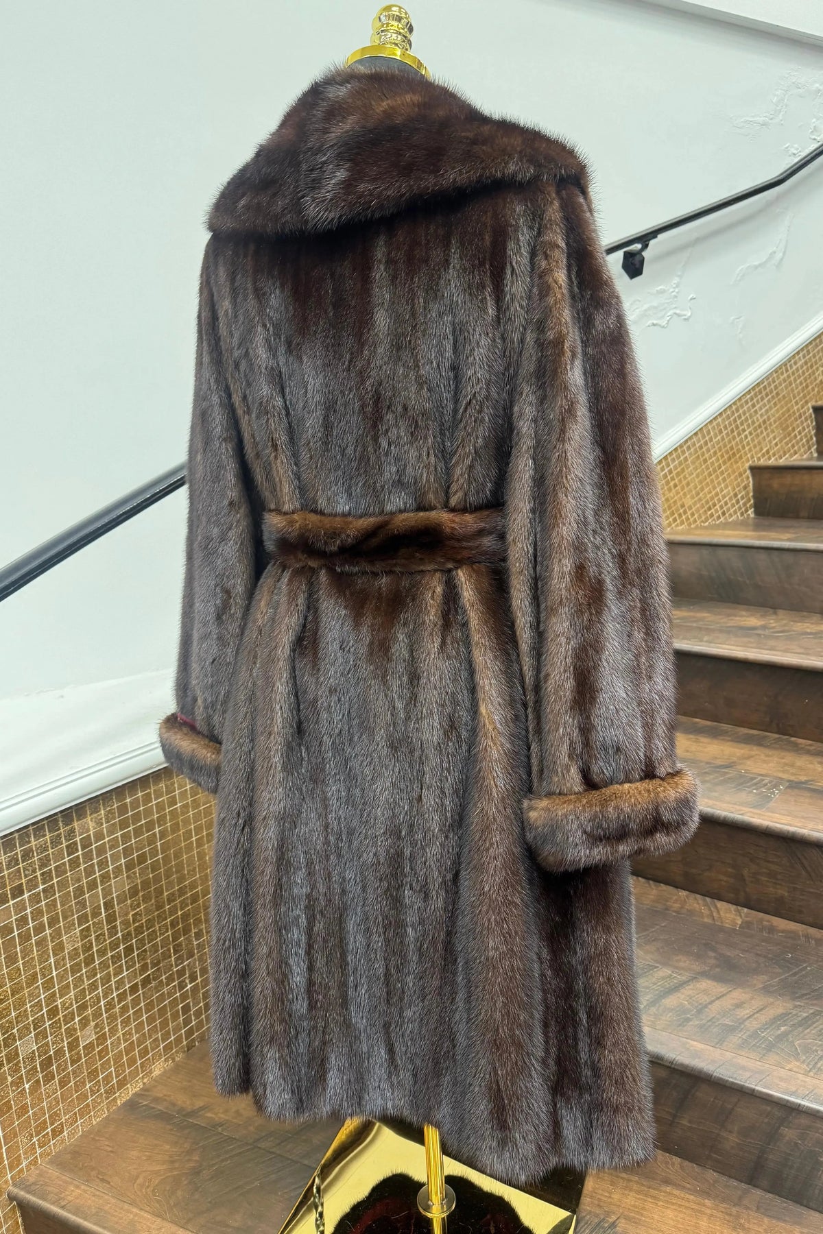 Vintage Mahogany Mink 3/4 Coat with Belt