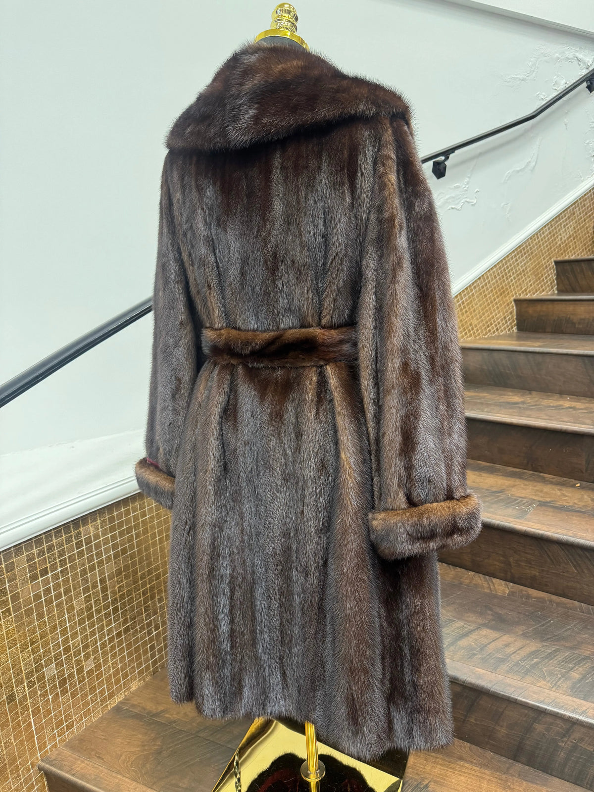 Vintage Mahogany Mink 3/4 Coat with Belt