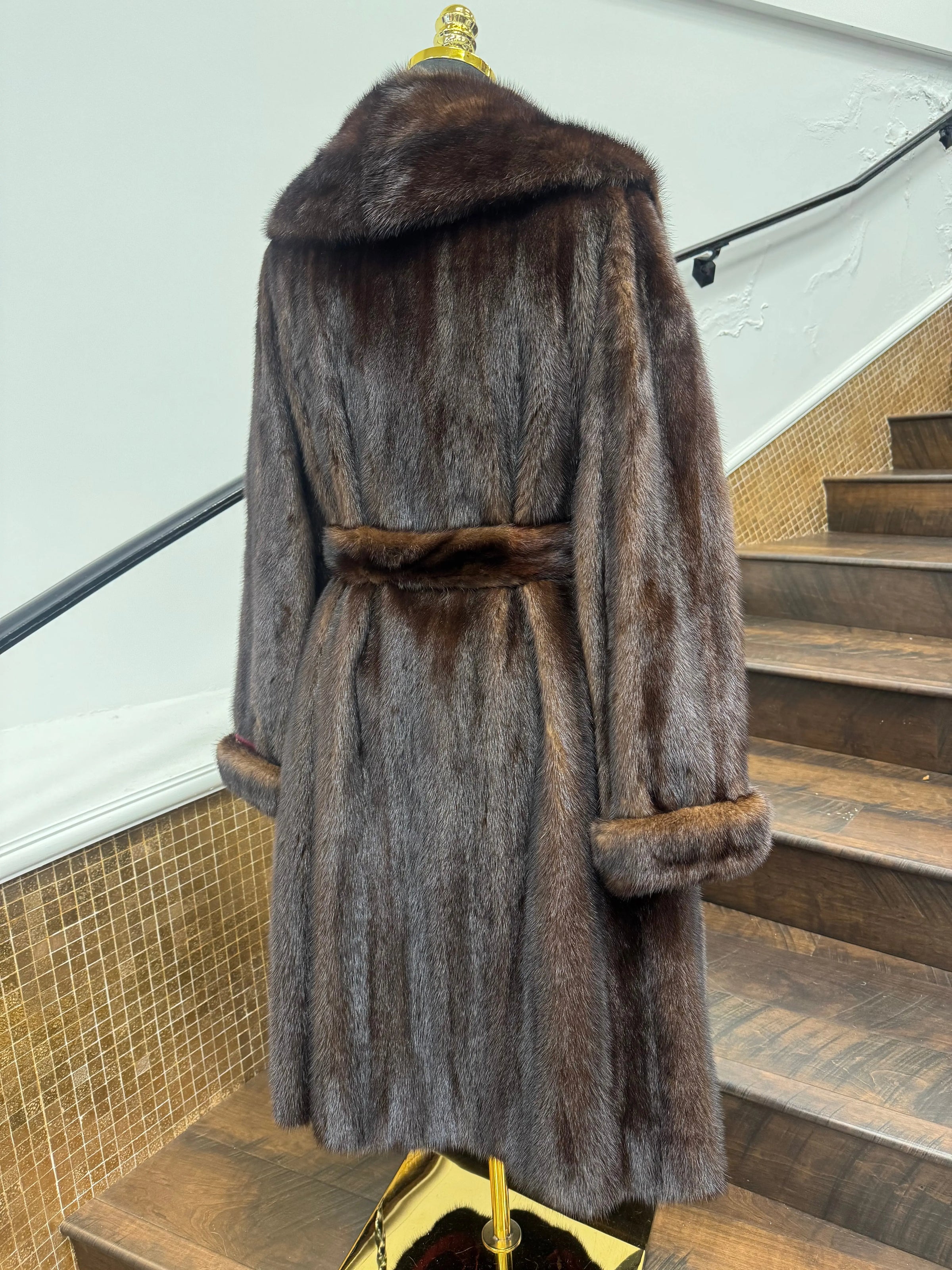 Vintage Mahogany Mink 3/4 Coat with Belt