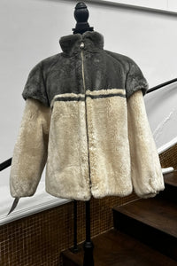 Vintage Mens White and Grey Beaver Jacket