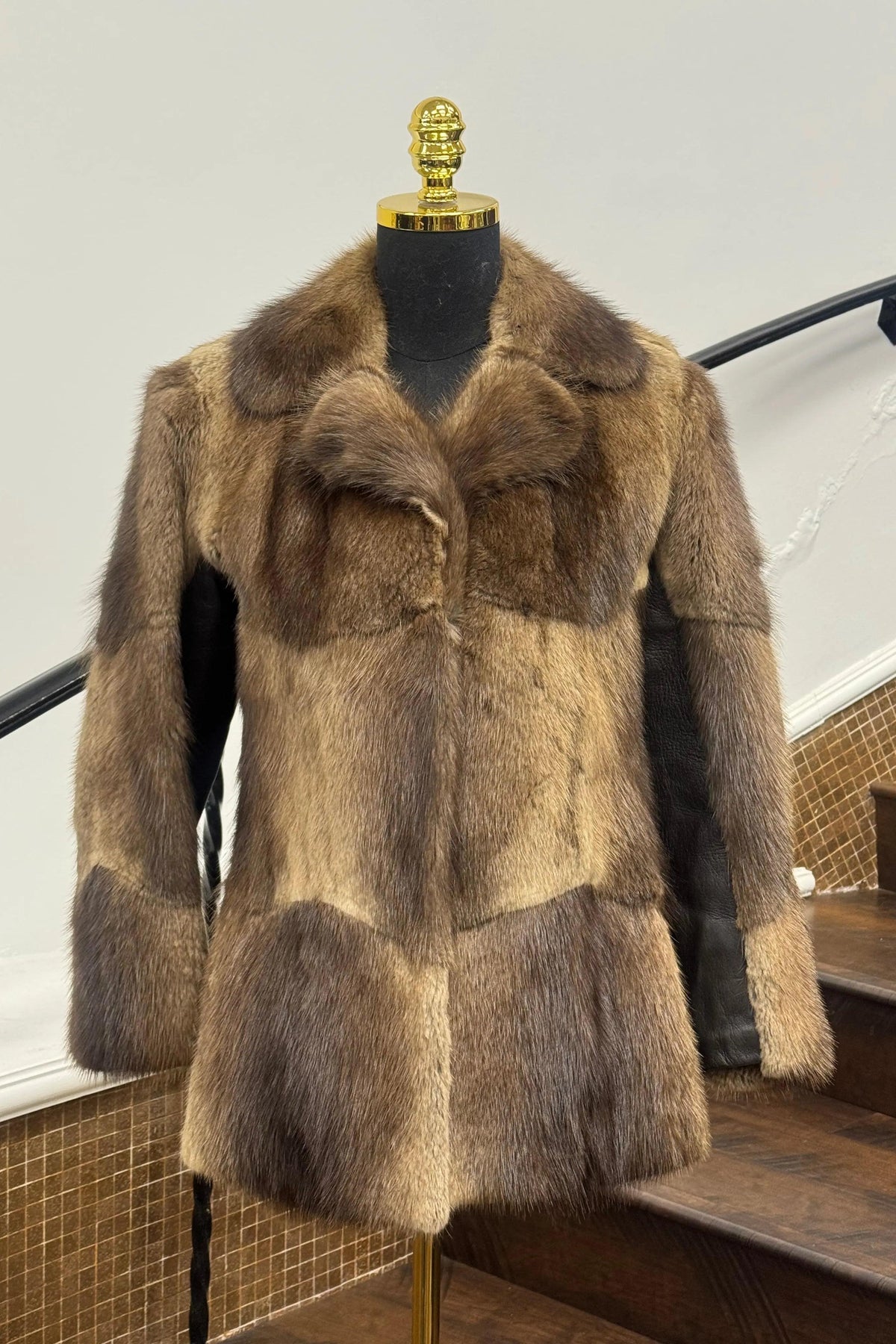 Vintage Muskrat Jacket with Leather