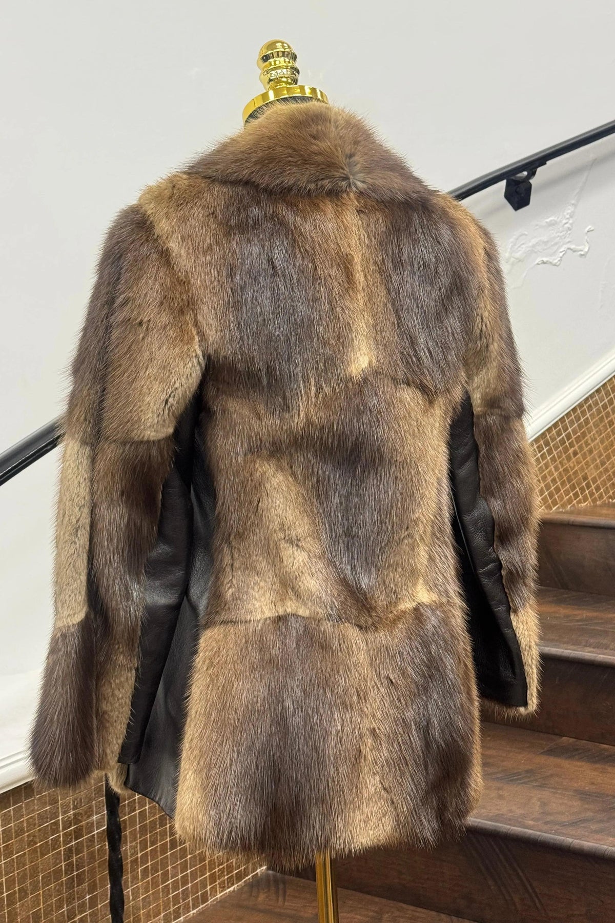 Vintage Muskrat Jacket with Leather