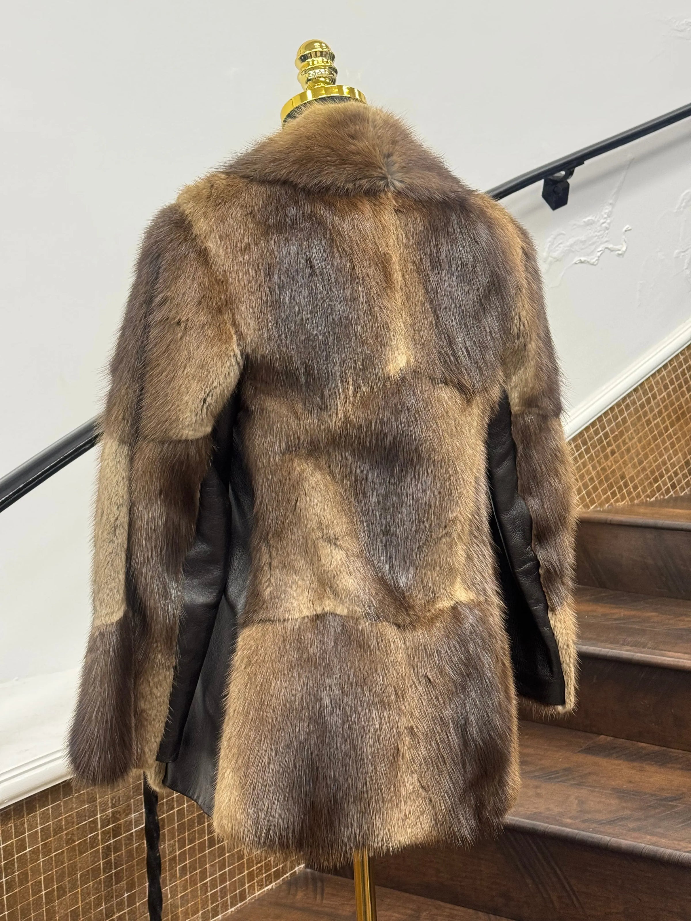 LaBelle Since 1919 Vintage Muskrat Jacket with Leather