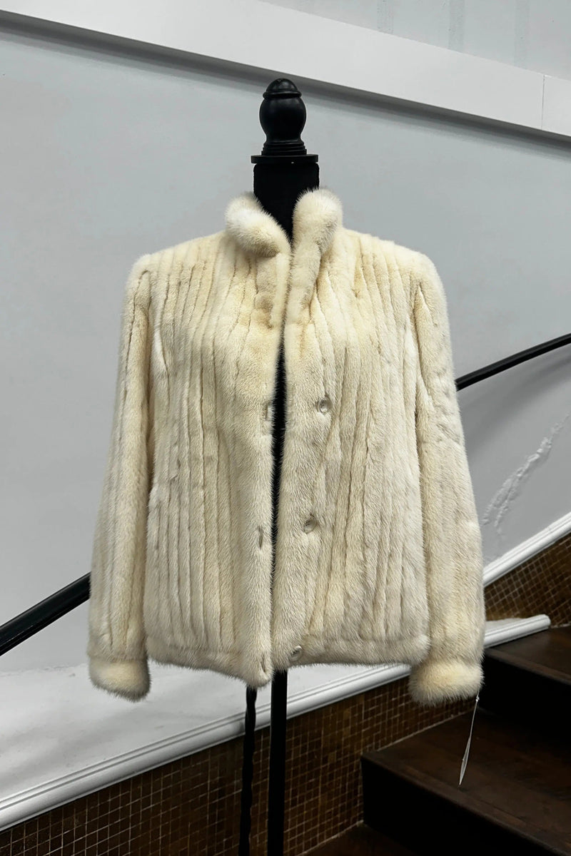 Vintage Oxi White Corded Mink Jacket