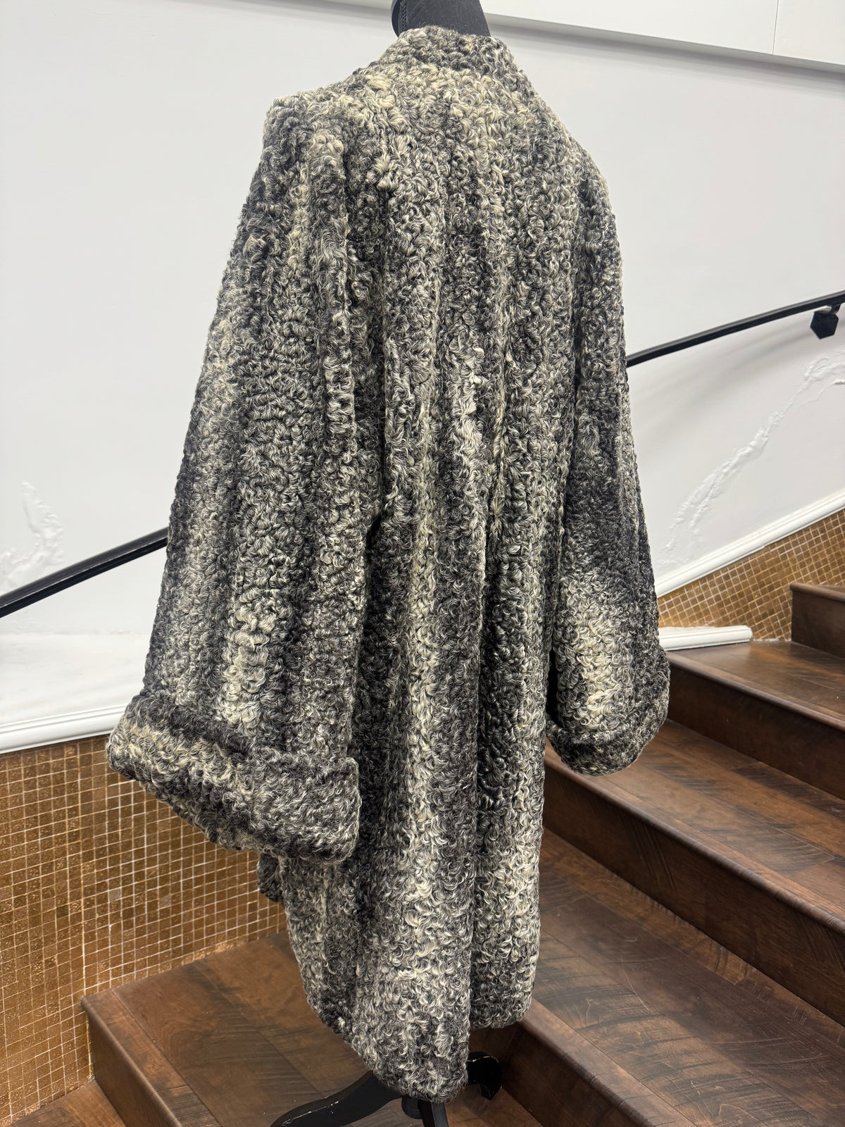 Vintage Oxidized Grey Persian Lamb Stroller