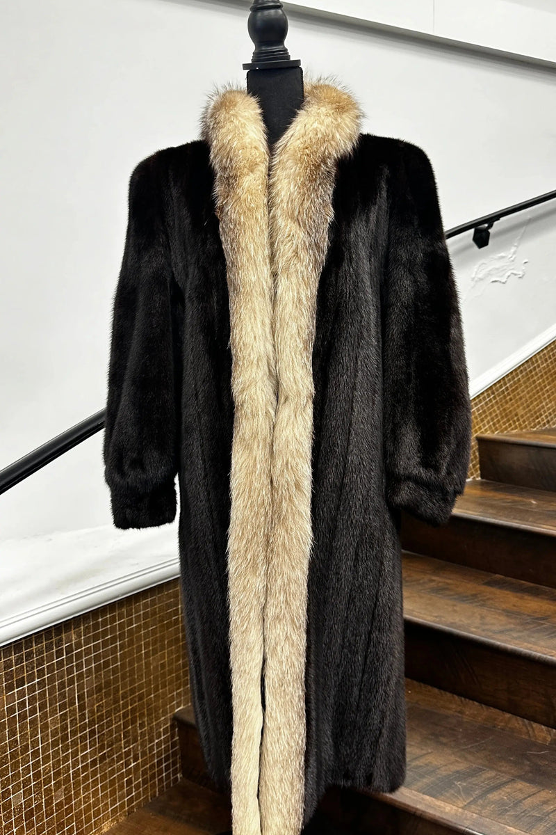 Vintage Ranch Mink Coat with Crystal Fox Tuxedo