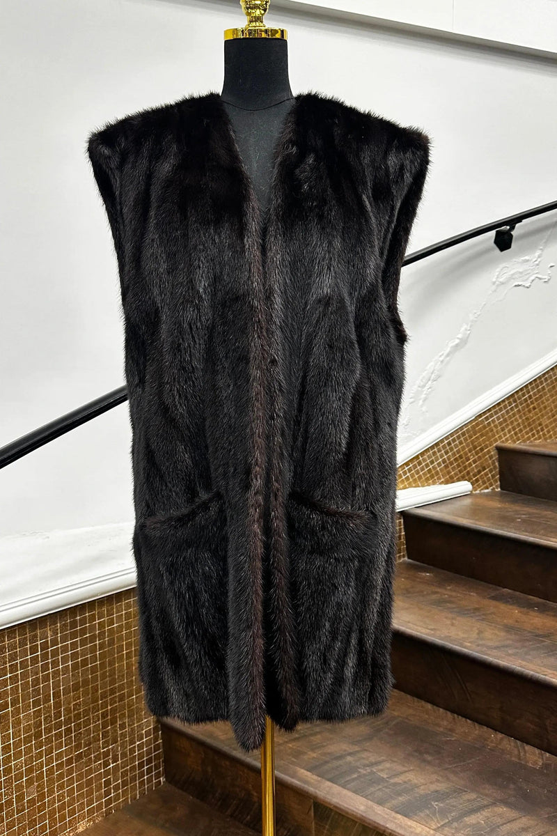 Vintage Dark Mahogany Mink Vest