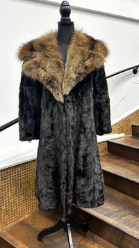 Vintage Ranch Pieced Mink Coat with Racoon Collar