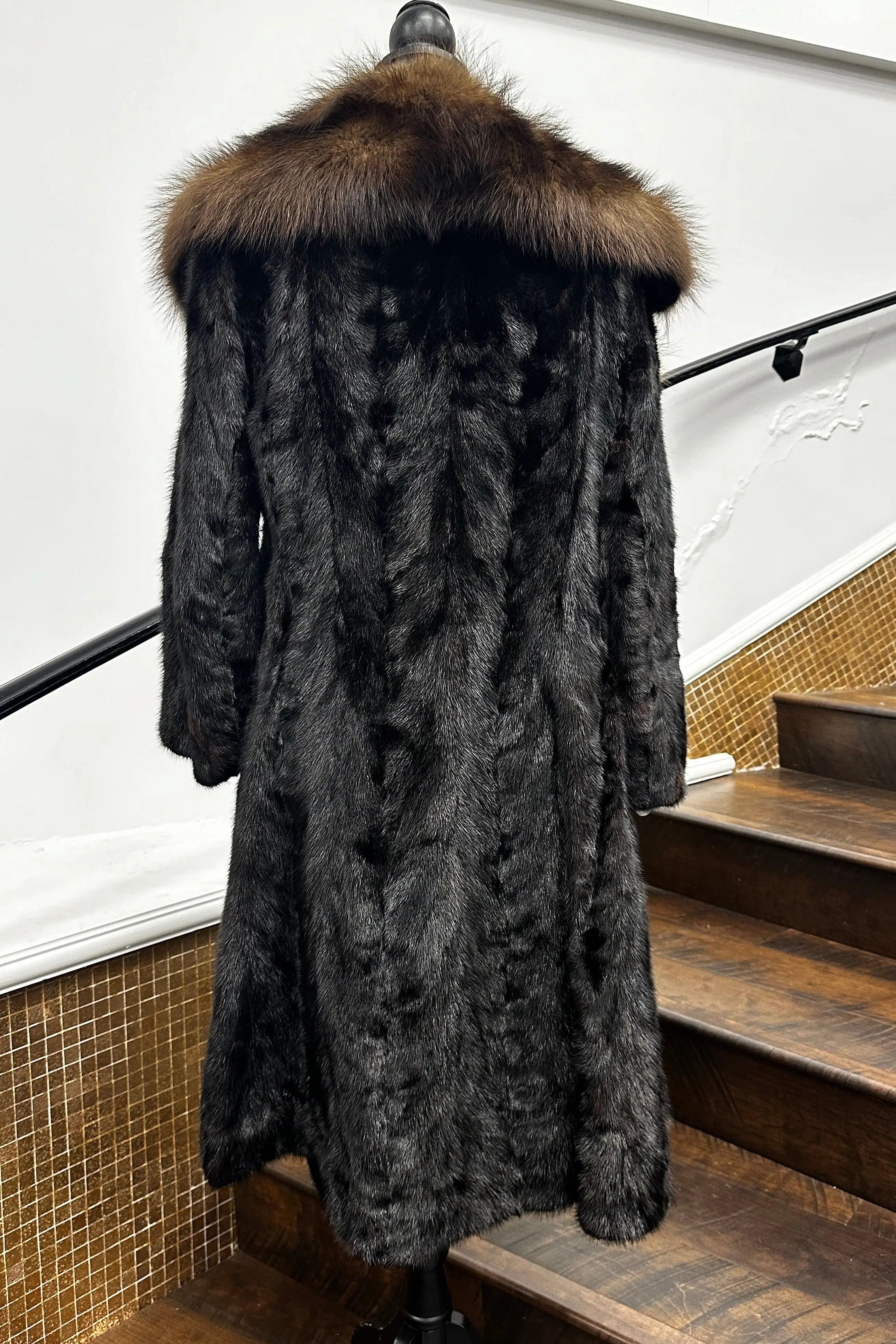 名作 Vintage LaBelle – Collar Racoon with Coat Mink Pieced Ranch 帽子
