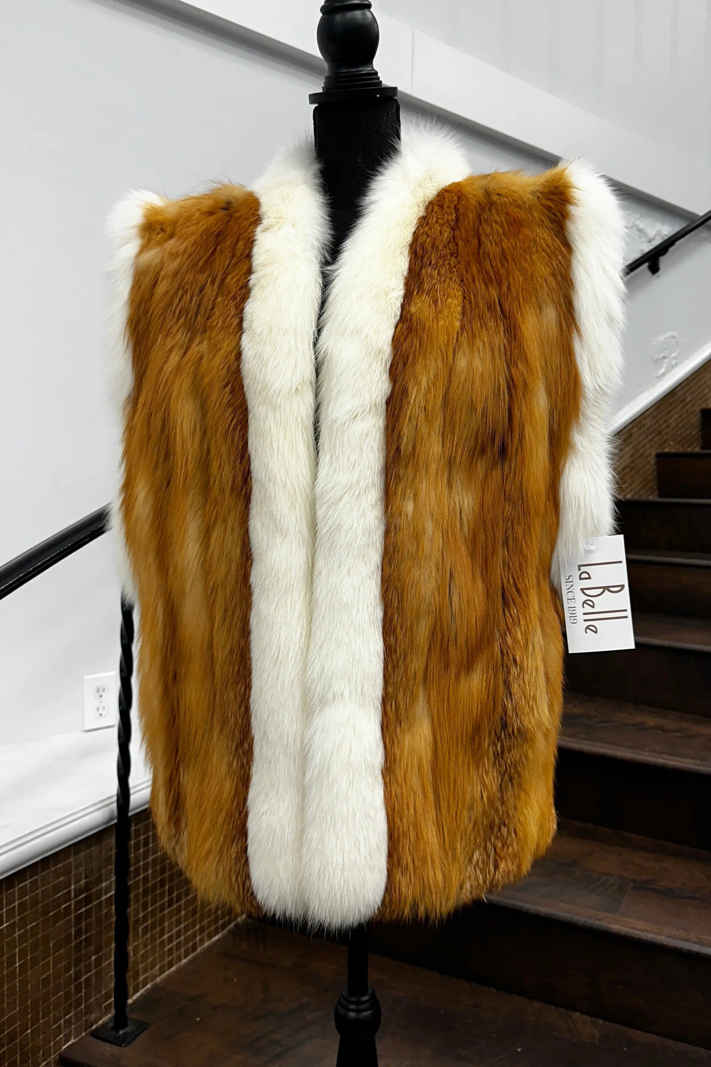 トップス vintage long fur vest 64588-f.jpg