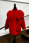 Vintage Red Sheared Rabbit & Lamb Stroller