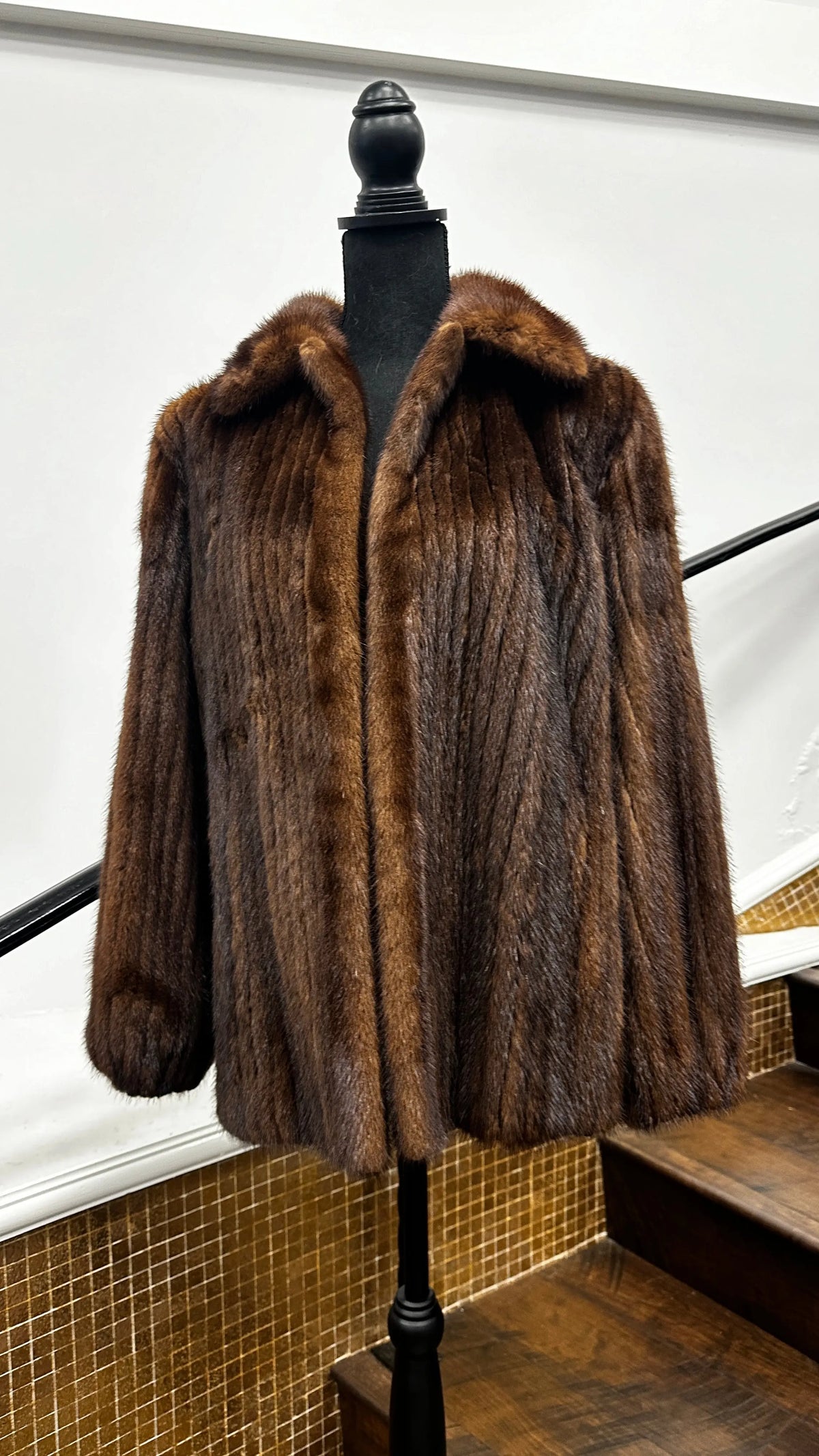 Vintage Ribbed Mahogany Mink Jacket