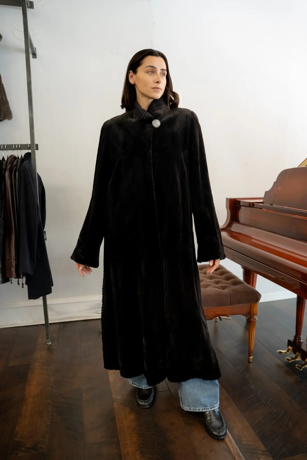 Vintage Sheared Black Dyed Mink Coat