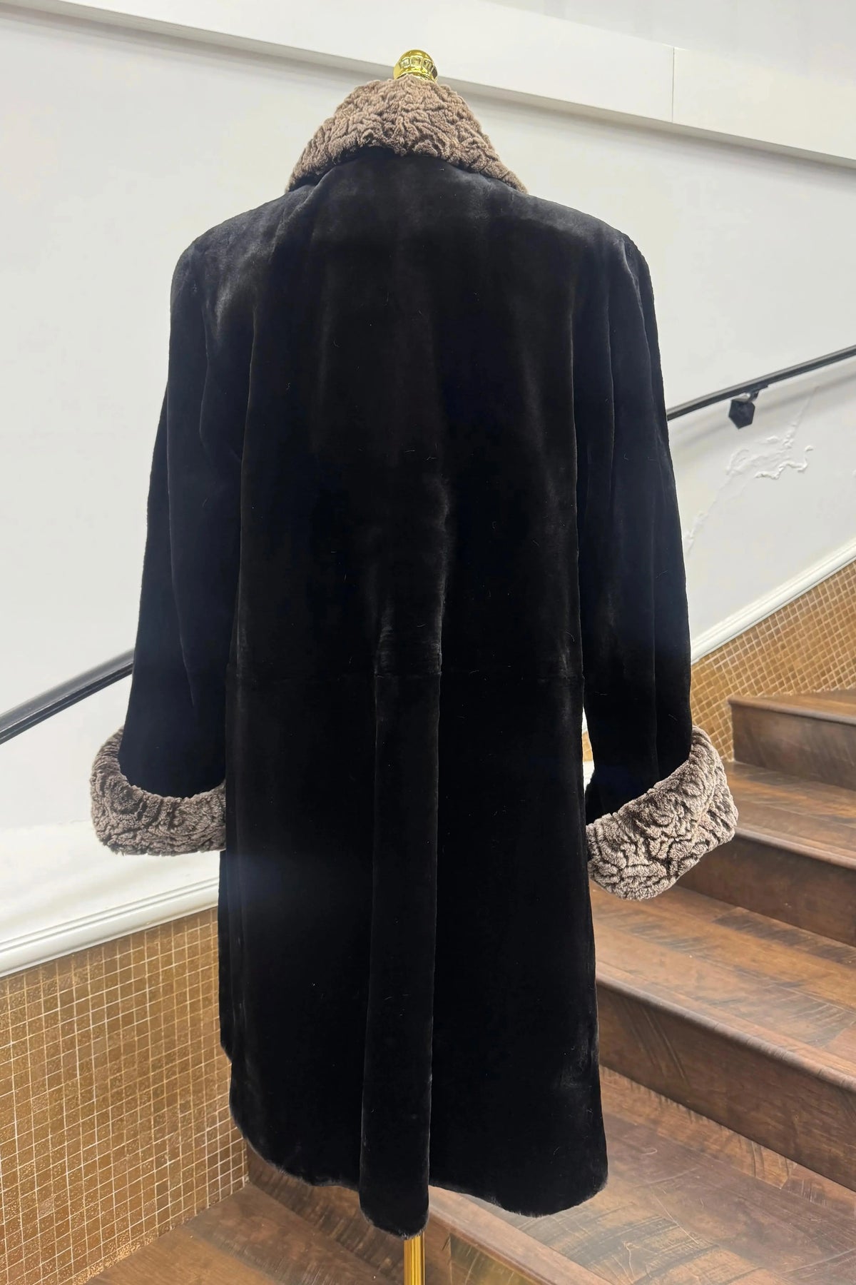 Vintage Sheared Mink with Rosette Collar and Cuffs Stroller
