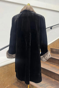 Vintage Sheared Mink with Rosette Collar and Cuffs Stroller