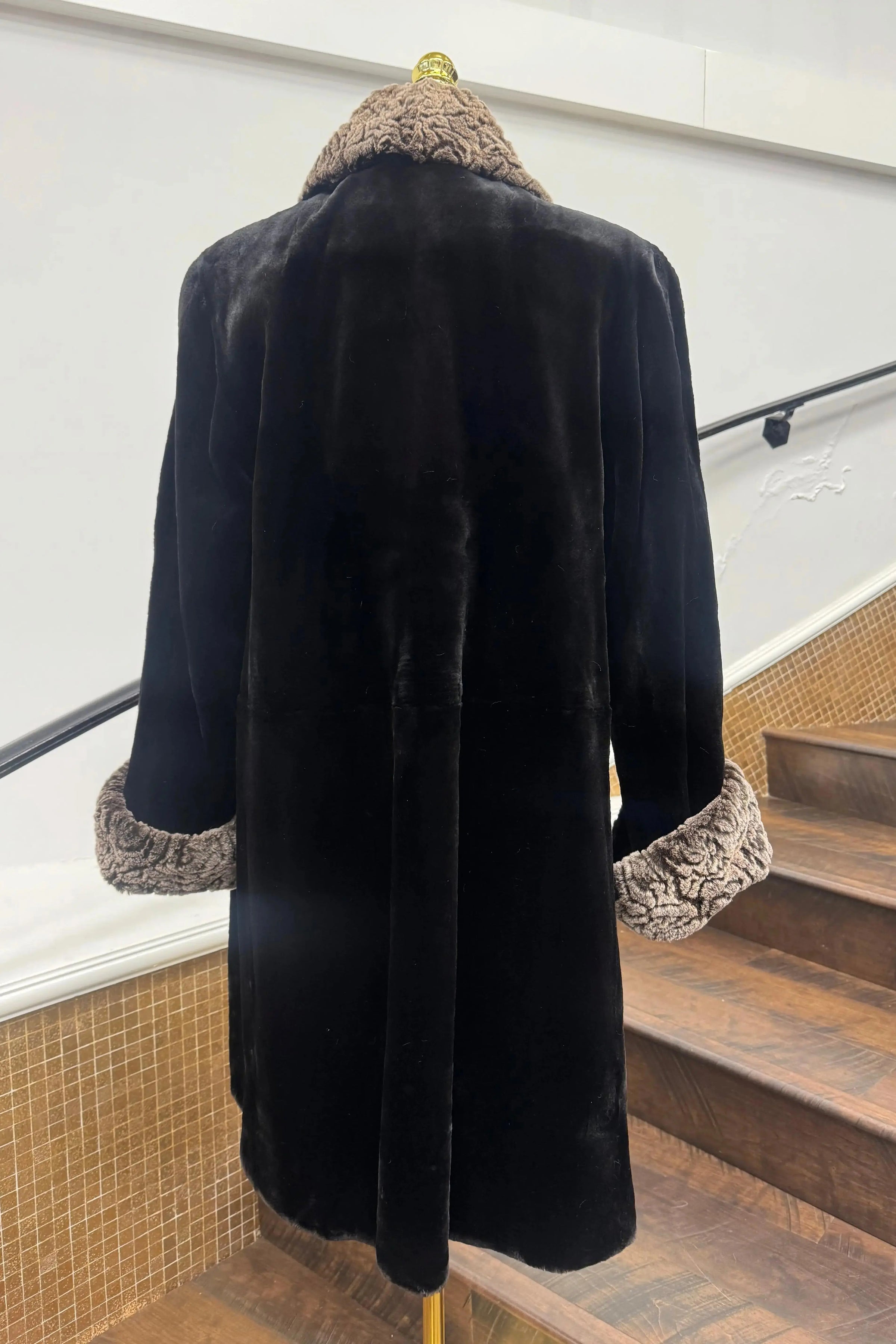Vintage Sheared Mink with Rosette Collar and Cuffs Stroller