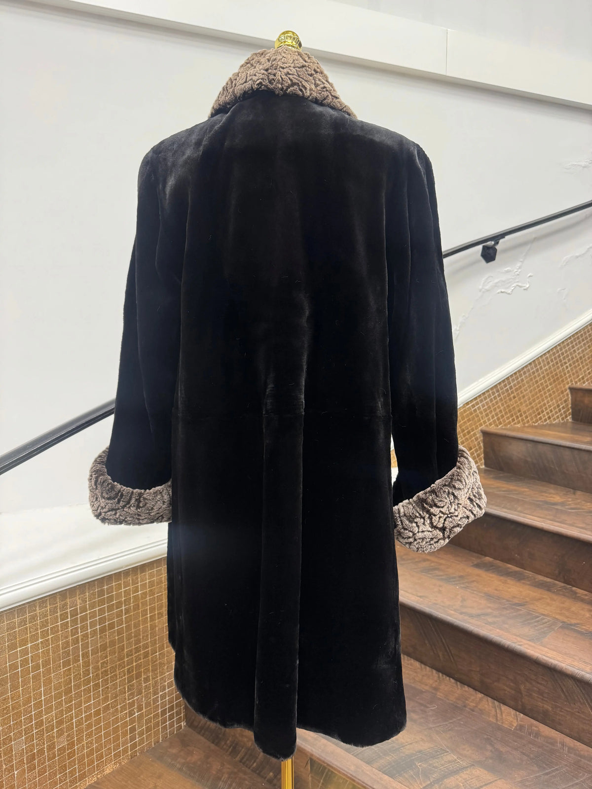 Vintage Sheared Mink with Rosette Collar and Cuffs Stroller