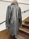 Vintage Silver Leather Coat with Fox Tuxedo