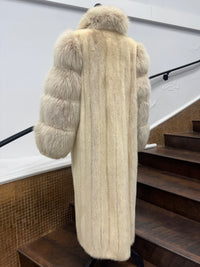 Vintage Tourmaline Coat with Fox Sleeves and Tuxedo